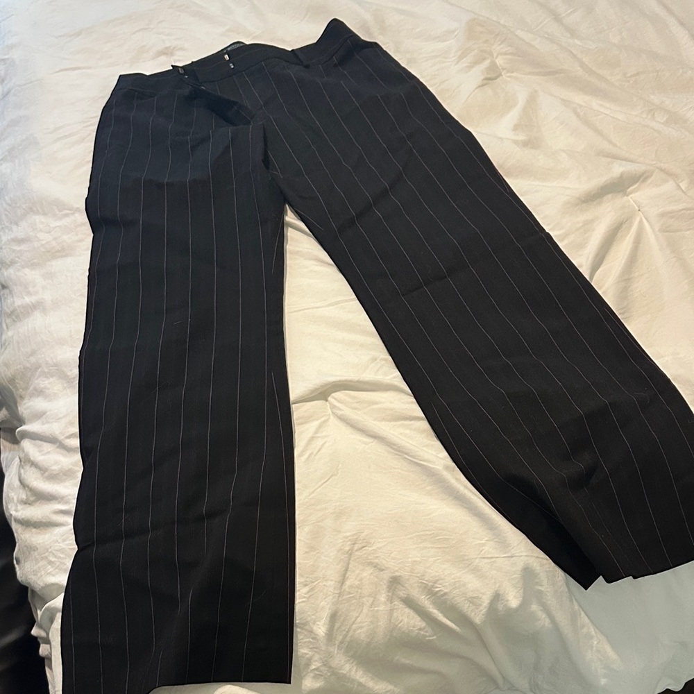 Kenneth Cole Black Striped Dress Pants